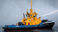Display of SST Orca’s fi-fi 1 classed off-ship fire-fighting system (Photo courtesy of BC Shipping News)