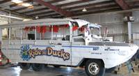 The Stretch Duck 7, a modified WWII DUKW amphibious passenger vessel, shown in this July 25, 2018, photo after it was recovered from Table Rock Lake near Branson, Mo. The vessel sank during a storm July 19, 2018. (NTSB Photo by Brian Young)