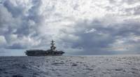 Aircraft carrier USS Theodore Roosevelt (CVN 71) departs Apra Harbor to continue its scheduled deployment in the Indo-Pacific. (U.S. Navy photo by MacAdam Kane Weissman)