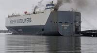 A fire broke out on board the 600-foot vehicle carrier Hoegh Xiamen, at Blount Island in Jacksonville, Fla. (U.S. Coast Guard photo by Jessica Maldonado Gonzalez)