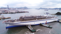 Christening and Launch Ceremony of New "Kitakami" (Photo: MHI)