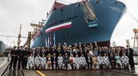The naming ceremony for the first Triple-E vessel, Maersk Mc-Kinney Moller, was held June 14, 2013 in Okpo, South Korea. (File photo courtesy of Maersk Line)