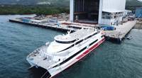 Hull 680 in front of the new 120 metre assembly bay at Austal Philippines shipyard in Balamban, Cebu (Image: Austal)