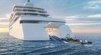 RENDERING OF NEW VIKING SHIP: This rendering shows what the new Viking expedition ships will look like, including the hangar for launching small vessels. Credit: Viking