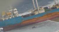The 308-foot Chinese-flagged commercial fishing carrier Ou Ya Leng No. 6 is aground off the Marshall Islands (CREDIT: USCG)