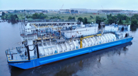 Clean Jacksonville is the the first LNG bunker barge built in North America (Photo: Conrad Industries)
