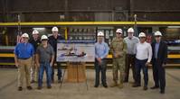Dan Conrad, Conrad Sr VP; Dan Gaiennie, GLDD Director Engineering New Builds; Brad Breaux, Conrad Program Manager; Vidar Lindmoen, GLDD New Build Project/Program Director; David Johanson, GLDD Sr Vice President Projects & Area Operations Gulf of Mexico; Col. Stephen F. Murphy, USACE; Brett Wolbrink, Conrad Chief Operating Officer; Francisco Bermudez, GLDD Program Manager; and Mark Wingate – USACE (Photo: Conrad Shipyard)