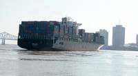 File Image: A containership transits the Port of New Orleans on a better day. Image CREDIT: Port NOLA