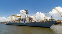 HII’s Ingalls Shipbuilding division launched the Arleigh Burke-class destroyer Frank E. Petersen Jr. (DDG 121) on Friday. (Photo: HII)