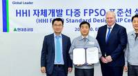 The AiP presentation at HHI (left to right): SH Shin, Key Account Manager, DNV GL - Maritime, JS Park, COO, HHI, Vidar Dolonen, Regional Manager, DNV GL - Maritime, SM Lim, Senior Vice President, HHI (image courtesy of HHI). Photo: DNV GL