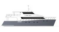 Two MTU 12V 2000 M96X diesels and HamiltonJet HTX52 waterjets have been selected to power the catamaran motor yacht. Image: Dongara Marine