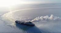Icebreaking LNG carrier Vladimir Rusanov during ice trials in the Arctic Ocean (Photo: MOL)