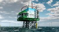 The platform model from Tractebel contains a complete plant for the industrial production of CO2-neutral “green” hydrogen from offshore wind energy. Image: Tractebel