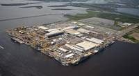 Aerial view of HII’s Ingalls Shipbuilding division in Pascagoula. Photo by Lance Davis/HII