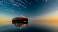 Hurtigruten's MS Roald Amundsen in the Northwest passage - as the first hybrid powered ship to traverse the legendary passage. PHOTO: KARSTEN BIDSTRUP/HURTIGRUTEN