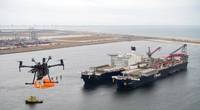 Drone delivering a package to the Pioneering Spirit vessel - Credit: Port of Rotterdam,