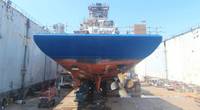 RV Roger Revelle in drydock. Image courtesy Glosten
