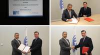 IMSO Director General, Captain Ahmed Moin and Iridium Director of Maritime Safety and Security Services, Kyle Hurst during the signing ceremony at IMSO headquarters. IMAGE: Credit Iridium