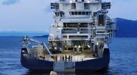 Island Offshore took delivery of Island Victory, a new offshore installation vessel, at VARD Langsten today. Photo: Island Offshore/ Droneinfo
