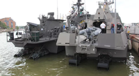 Hamina-Class Corvette (right) pictured next to a Rauma-Class vessel (Photo: Kongsberg)