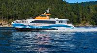 The Lady Swift, an aluminum catamaran coupled to a composite superstructure and a dynamic carbon fiber hydrofoil, was delivered to Bremerton on Friday, July 26, 2019. PHOTO: AAM