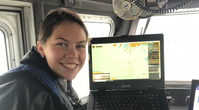 MMA cadet Mary Shea commands a Sea Machines autonomous vessel (Photo: Sea Machines Robotics)