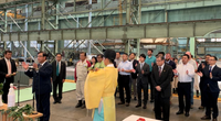 During the keel laying ceremony, second from left; Takaya Soga, managing corporate officer of NYK (Photo: NYK Group)