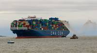 The CMA CGM Brazil, a 15,000 TEU container vessel spanning 1,200 feet in length, sailed into Charleston's harbor Sept. 20. The ship - the largest to ever visit the East Coast, and Charleston harbor - was able to enter Charleston's harbor due to its maintained and deepened channels. (Photo: Dennis Franklin)