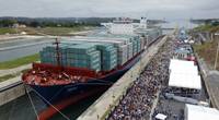 file image: A containership in the Panama Canal (CREDIT:CH2M)