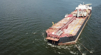 The FSO Nabarima listing in the Gulf of Paria on October 16 (Photo: Fishermen and Friends of the Sea)