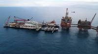 Allseas' Pioneering Spirit vessel removing the Valhall QP 3,800 t QP topsides in June 2019 - Image Credit: Allseas