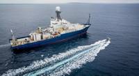 The R/V Roger Revelle pictured at sea for a 10-day commissioning and calibration cruise following its midlife refit. Photo Copyright: Scripps Institution of Oceanography