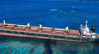 Up to 75 tonnes of heavy fuel oil has dispersed across the island's sea and shoreline, contaminating the ecologically delicate area. Credit: DFAT