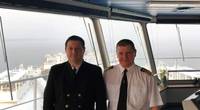 The bridge team of Korolev Prospect: Oleg Shishkin, the master (left), and Vasily Yermakov, an ice advisor (right). Photo: Sovcomflot
