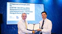 Pictured from left to right: Andrew McKeran, LR’s Commercial Director, awarded Neale Campbell, Babcock’s Managing Director, an AiP for its ecoETHN solution at Gastech 2019 in Houston (Photo: LR)