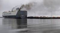 A fire broke out on board the 600-foot vehicle carrier Hoegh Xiamen, at Blount Island in Jacksonville, Fla. (U.S. Coast Guard photo by Jessica Maldonado Gonzalez)