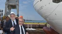 Silversea Chairman Manfredi Lefebvre d’Ovidio with Fincantieri CEO Giuseppe Bono at the launch of Silver Muse in 2016 (Photo: Fincantieri)