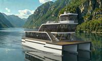 Brim Explorer's new electric, high speed trimaran -  the world's most efficient battery-powered vessel. Illustration: Olav Opheim, Wind Naval Architets