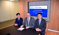L to R: Dr. Young Tae Moon, Senior Director of Sustainable Growth Department, Nuclear PE, KEPCO E&amp;C; Patrick Ryan, ABS Senior Vice President and Chief Technology Officer; and Dr. Sang Min Park, Research Director of Marine Energy Technology Lab, HD KSOE. Photo courtesy ABS