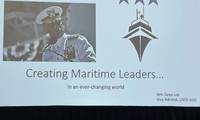 PVA's Keynote Address inspires the gathered throng. Leadership is USCG VADM Wm Dean Lee's (ret) passion. It isn't hard to see why. (c) Joseph Keefe