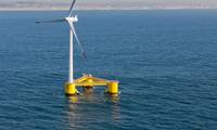 The California sale is viewed as a test of industry appetite for investing in floating offshore wind technology, which to date has been limited to small pilot projects in places including Norway and Portugal. Photo: A floating wind turbine - For Illustration -  By Untrakdrover - Own work, CC BY-SA 3.0, Wikimedia Commons