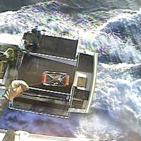 A 23-year-old male is hoisted from a fishing vessel after suffering from chest pains off the coast of Andros Island, Bahamas, March 2, 2016