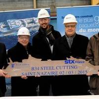 A ceremony was held at the STX France shipyard in Saint-Nazaire to mark the beginning of construction for Royal Caribbean’s fourth Oasis class cruise liner. (Photo courtesy of Royal Caribbean)