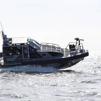 A Metal Shark 45 Defiant patrol vessel, similar to the vessels being built for the Peruvian Navy at Metal Shark’s Jeanerette, Louisiana USA production facility.