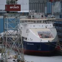 A Russian icebreaker currently under construction at Arctech Helsink Shipyard (Photo: Eric Haun)