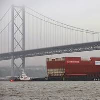 A section of HMS Prince of Wales hull in transit to Rosyth (Photo courtesy of BAE Systems)