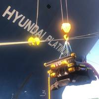 A underwater robot is deployed to clean the hull of the 5,000-TEU container ship M/V Hyundai Platinum. Photo: HMM