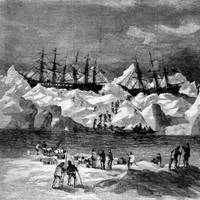 Abandonment of the whalers in the Arctic Ocean, September 1871, including the George, Gayhead, and Concordia. This illustation originally ran in Harper’s Weekly in 1871. (Credit: Robert Schwemmer Maritime Library)