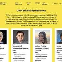  ESAB’s Future Fabrications program proudly supports 12 scholarships in the amount of $5,000 each made possible through a collaboration with the AWS Foundation. The application deadline for 2025 scholarships is March 1. (c) ESAB