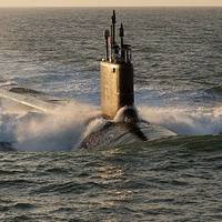 The Virginia-class attack submarine Pre-Commissioning Unit (PCU) Minnesota (SSN 783) is shown during sea trials.  (U.S. Navy photo courtesy of Huntington Ingalls Industries/Released)